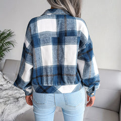 Plaid Button Cuff Long Sleeve Jacket Ins Street