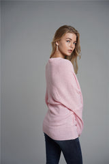 Dropped Shoulder Surplice Sweater Ins Street