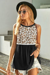 Leopard Spliced Ruched Tank Top Ins Street
