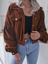 Lantern Sleeve Cropped Corduroy Jacket Ins Street