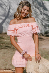 Off-Shoulder Ruffle Sheath Dress Ins street