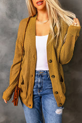 Drop Shoulder Button Down Pocketed Cardigan Ins Street