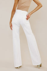 Kancan High-Rise Distressed Flare Jeans in White Ins Street