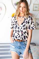 Leopard Cutout Short Sleeve Top Ins Street