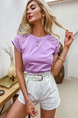 Eyelet Short-Sleeve Summer T-Shirt Ins street