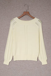 Openwork Rib-Knit Raglan Sleeve Sweater Ins Street