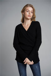 Dropped Shoulder Surplice Sweater Ins Street