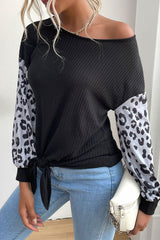 Leopard Print Sleeve Tie Front Top Ins Street