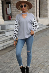 Leopard Print Cutout Long Sleeve Tee Ins Street