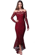 Elegance Lace Trumpet Dress - Wine Ins Street