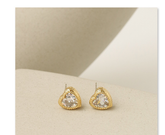 Heart-Shaped Zircon Inlaid Lace Stud Earrings Love Series Girl Heart Simple All-Match Bright Earrings for Women Ins street