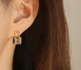 Transparent Crystal Glass Lock Stud Earrings for Women Simple Personality Small Niche Design Fashion Earrings Ins street