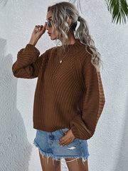 Openwork Chunky Knit Lantern Sleeve Sweater Ins Street