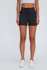 Drawstring Waist Yoga Shorts Ins Street