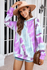 Dropped Sleeve Tie-dye Hoodie with Drawstring Ins Street