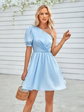 One-Shoulder Puff Sleeve A-Line Dress Ins Street