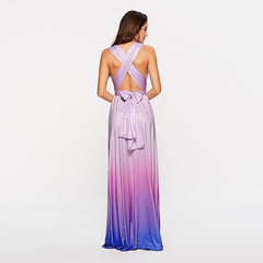 Sleeveless V-Neck Floor-Length Gradient Women's Dress Ins street