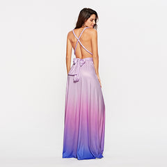 Sleeveless V-Neck Floor-Length Gradient Women's Dress Ins street