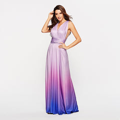 Sleeveless V-Neck Floor-Length Gradient Women's Dress Ins street