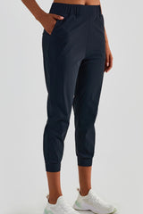 Elastic Waist Cropped Joggers with Side Pockets Ins Street