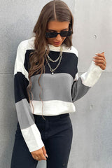Longing For Fall Color Block Sweater Ins Street