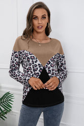 Leopard Patch Color Block Ribbed Top Ins Street