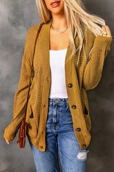 Drop Shoulder Button Down Pocketed Cardigan Ins Street