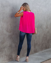 All That Matters Pleated Sleeveless Blouse - Hot Pink - FINAL SALE FATE-001
