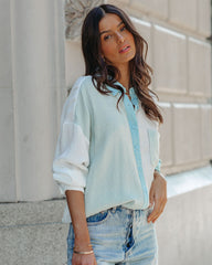 Ashford Colorblock Button Down Top - Blue Multi InsStreet