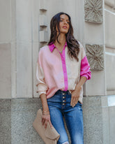 Belden Colorblock Button Down Top - Pink Multi InsStreet