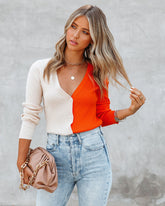 Ashley Colorblock Button Front Cardigan InsStreet