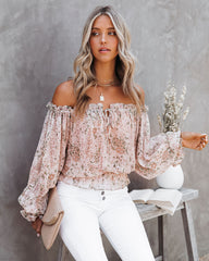 Beatrix Floral Chiffon Off The Shoulder Blouse InsStreet