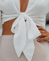 Brenda Satin Tie Front Crop Blouse - Off White - FINAL SALE Ins Street