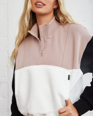 Circuit Cotton Blend Pocketed Half Zip Pullover - Black/ Mauve ALL-001