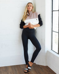 Circuit Cotton Blend Pocketed Half Zip Pullover - Black/ Mauve ALL-001