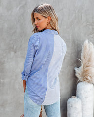 Kalvin Cotton Colorblock Button Down Top Ins Street