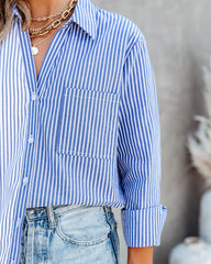 Kalvin Cotton Colorblock Button Down Top Ins Street