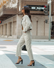 Cloverleaf High Rise Frayed Denim - Khaki DEE-001