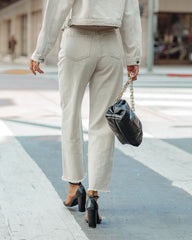 Cloverleaf High Rise Frayed Denim - Khaki DEE-001