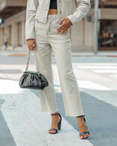 Cloverleaf High Rise Frayed Denim - Khaki DEE-001