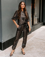 Ziah Sequin Puff Sleeve Blouse - Black Ins Street