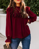 Eleanora Crochet Ruffle Blouse - Wine Ins Street