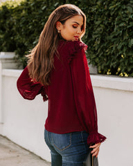 Eleanora Crochet Ruffle Blouse - Wine Ins Street