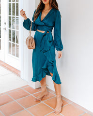 Penthouse Satin Ruffle Midi Skirt Ins Street