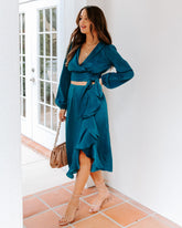 Penthouse Satin Ruffle Midi Skirt Ins Street