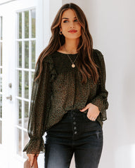 Willamette Smocked Leopard Ruffle Blouse Ins Street