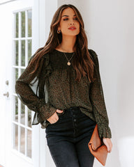 Willamette Smocked Leopard Ruffle Blouse Ins Street