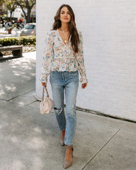 Malaia Floral Crochet Peplum Top - Ivory Multi Ins Street