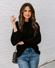 Zea Ruffle Mock Neck Blouse - Black Ins Street