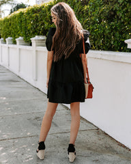 Aliza Cotton Button Down Babydoll Dress - Black TCEC-001